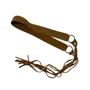 Boho Suede Fringe Belt Western Hippie Ring Detail Accent Belt‎